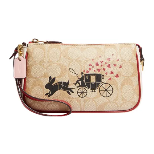 COACH Nolita Холст и Кожа Маленькая Сумка-Клатч Маленькая Женская Хаки и Розовая