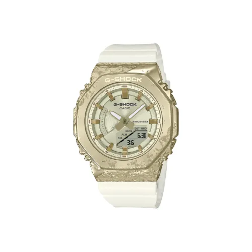 CASIO Кварцевый механизм Смольный ремешок Часы Женские Циферблат с золотом GM S2140GEM 9a