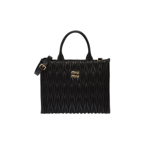 MIU MIU Matelassé Кожаный Пэчворк с Овчиной Тоут Сумка Сумка для покупок Сумка Женская Черная
