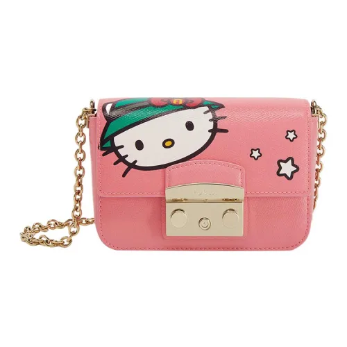 Furla Hello Kitty Metropolis Collection Кожа Маленькая Квадратная Сумка Сумка Tofu Сумка через плечо