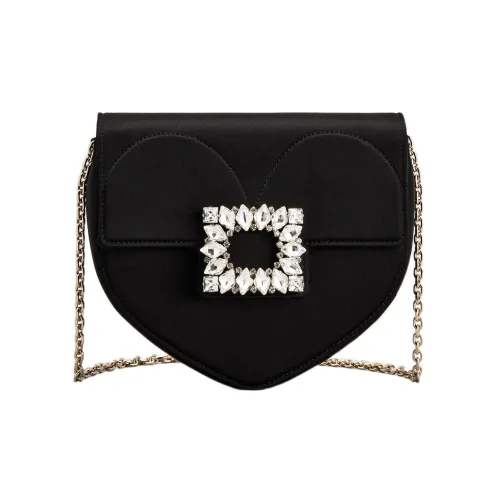 Roger Vivier Шелковый атласная сумка через плечо клатч мини женский черный