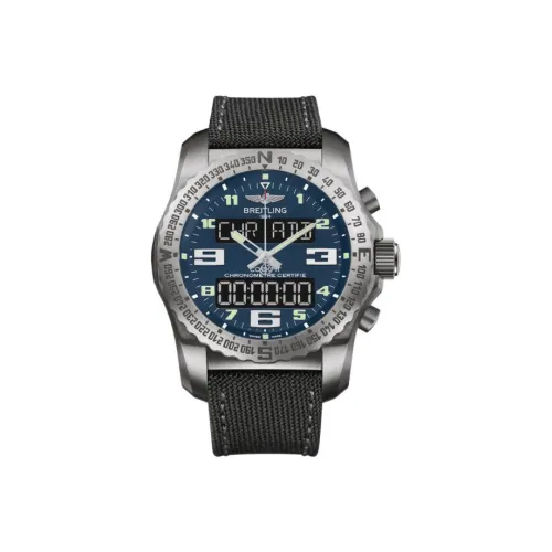 Breitling Professional Collection Кварцевый механизм Мужские часы Часы 46 мм Синий циферблат Титан Корпус Часы Тканевый ремешок