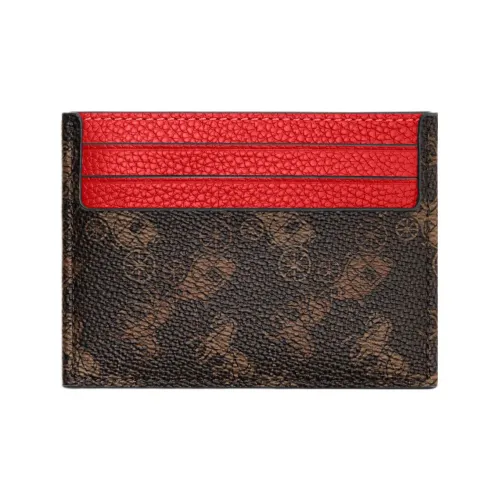 COACH Card Case Холст с кожей Картхолдер Картхолдер Женские Темно-кофейный