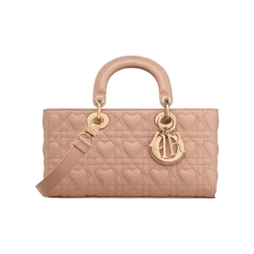 DIOR LADY D Joy Lambskin Сумка Lady Dior Сумка через плечо Сумка среднего размера Женская Розовая
