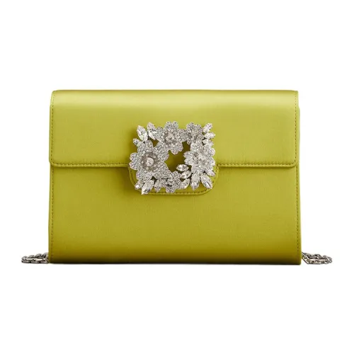 Roger Vivier Шелковый атлас Один плечевой через плечо клатч Мини Женский Зеленый