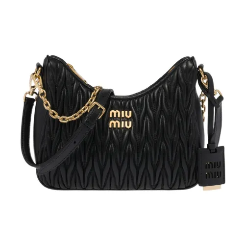MIU MIU Matelassé Мягкий Овца Кожа Сумка через плечо Сумка на плечо Женская Черная