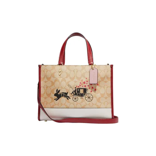 COACH Dempsey Коровья кожа Тоут Сумка Сумка для покупок Сумка через плечо Сумка Большая Женская Хаки и Розовая