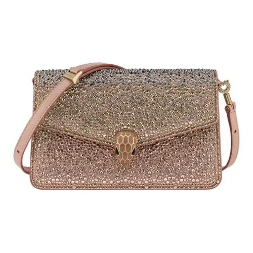 BVLGARI SERPENTI East West Suede Crossbody Bag Shoulder Bag Women's Pink
