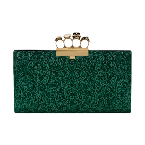 Alexander McQueen THE SKULL BAG Кристальные акценты Плоская подошва Мешок для хранения Клатч Стандартный Женский Зеленый