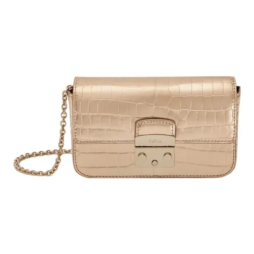 Furla Metropolis Collection Телячья кожа Ручная сумка через плечо среднего размера Женская Золотая