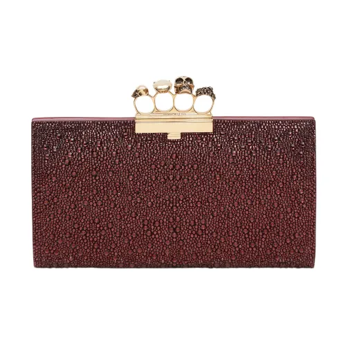 Alexander McQueen THE SKULL BAG Кристальные акценты Плоская подошва Сумка для хранения Клатч Женский Коричневый