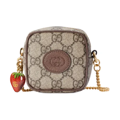 GUCCI Canvas с кожаными вставками сумка для коробок кошелек монетница кошелек женский коричневый