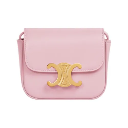 CELINE Claude Яркий Телячья кожа Сумка через плечо Мини Женская Светло-розовый Красный