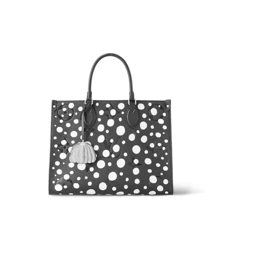 LOUIS VUITTON Yayoi Kusama Коллаборация ONTHEGO Кожа Джунгли Принт Сумка Средний Женские Черный
