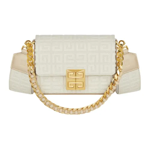 GIVENCHY 4G Вышивка Холст с кожей Портативный Цвет холста Сумка через плечо Маленькая Женская Белая