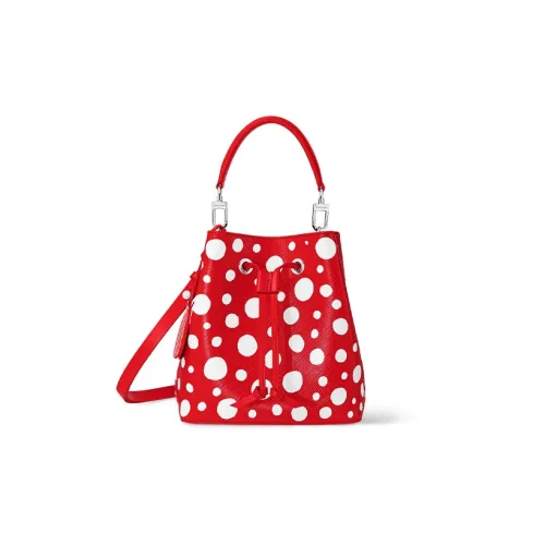 LOUIS VUITTON Yayoi Kusama Коллаборация NÉONOÉ Epi Корова крупнозернистая текстура Сумка-ведро Сумка Женская Красный