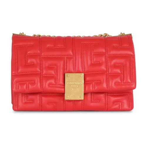 BALMAIN 1945 Мягкая кожа с овечьей шкурой сумка через плечо маленькая женская красная