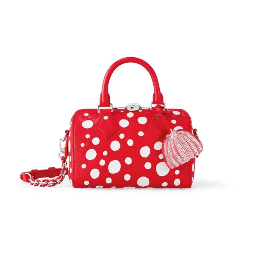 LOUIS VUITTON Yayoi Kusama Коллаборация Speedy Кожа Сумка-подушка Сумка Сумка через плечо Сумка через плечо Женская Красная