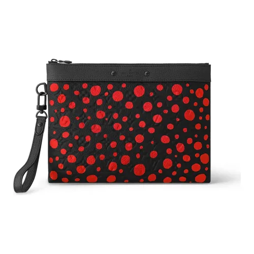 LOUIS VUITTON Yayoi Kusama Коллаборация Маленькая сумка To Go Коровья кожа Клатч Мужской Черный Красный