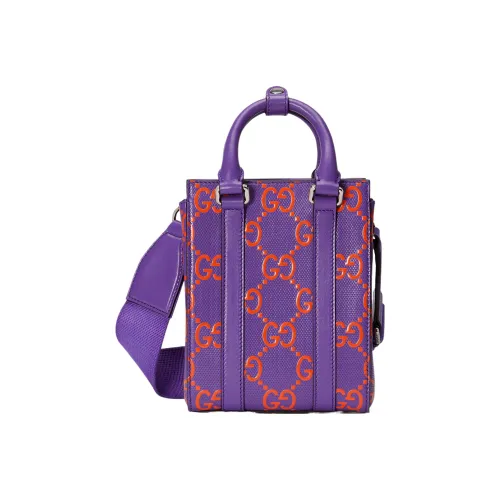 GUCCI Кожа Тоут Сумка Сумка для покупок Портативная Сумка через плечо Мини Мужская Фиолетовая