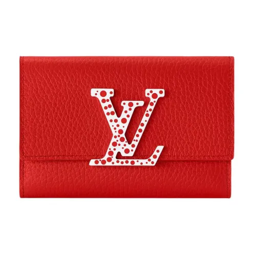 LOUIS VUITTON Yayoi Kusama Коллаборация Capucines Taurillon Телячья кожа Capison Кошелек Женские Красный