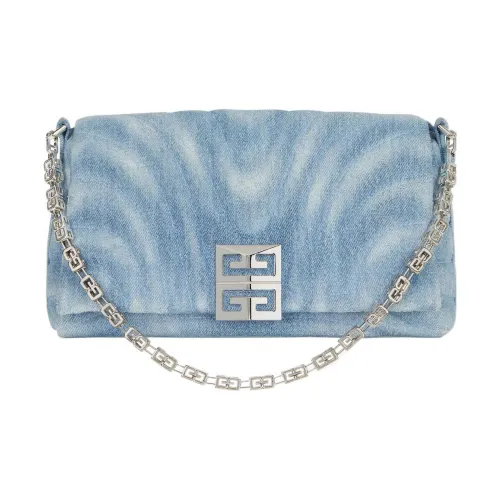 Givenchy 4G Хлопок с Телячья кожа с Деним Сумка через плечо Сумка на плечо Маленькая Женская Синяя