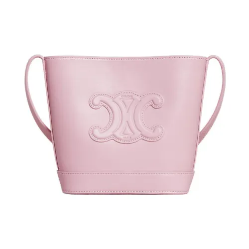 CELINE Triomphe Гладкая коровья кожа Ведрообразная сумка Сумка через плечо Мини Женская Светло-розовая Красная