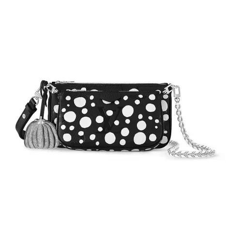 LOUIS VUITTON Yayoi Kusama Коллаборация Коровья кожа Сумка через плечо Женская Черная