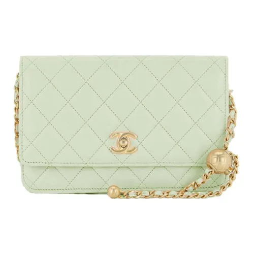 CHANEL WOC Smooth Lambskin Crossbody Bag Women's Mint Green CHANEL WOC Гладкая сумка через плечо из овечьей кожи мятно-зеленая женская