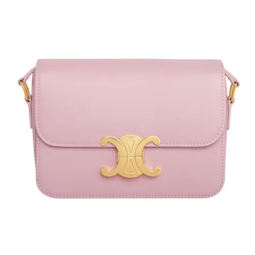 CELINE Teen Triomphe Блестящая коровья кожа Сумка через плечо Сумка на плечо Стандартная Женская Светло-розовая Красная
