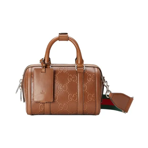 GUCCI Кожа Цилиндрическая Сумка Сумка через плечо Сумка Дорожная Сумка Мини Мужская Коричневая