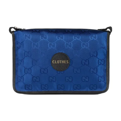 GUCCI Off The Grid Переработанный нейлон Ткань Квадратная сумка Сумка для хранения Клатч Сумка для туалетных принадлежностей Средний Мужской Синий