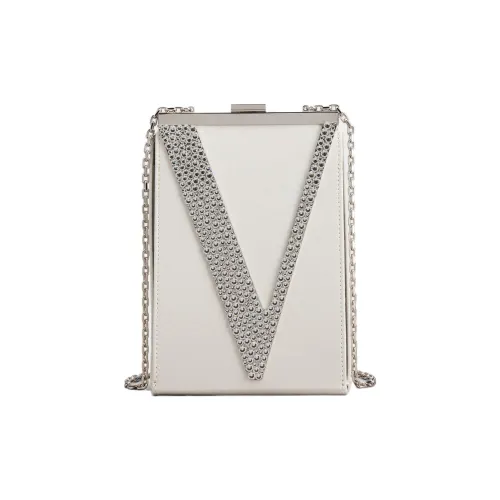 Roger Vivier Шелковый атлас Один плечевой через плечо клатч Мини Женский Бежевый Желтый