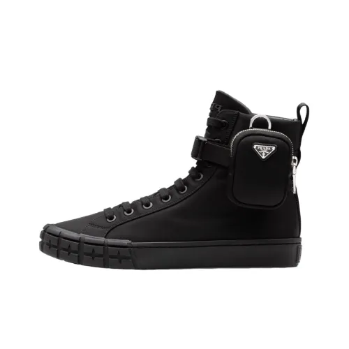 PRADA Nylon Высокие Топы Стильные Скейтбординг Мужские Черные