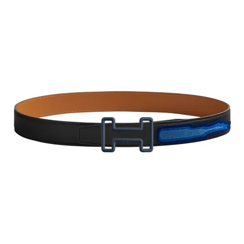 HERMES Tonight Color Ремень из коровьей кожи Мужской Черный Ширина 3,2 см