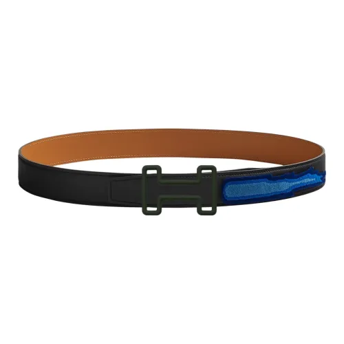 HERMES Tonight Color Ремень из коровьей кожи Мужской Черный Ширина 3,2 см