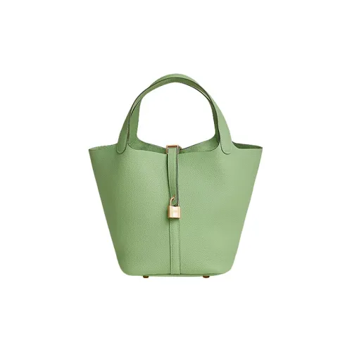 HERMES Picotin Lock Taurillon Maurice Кожа Корзинка-сумка Сумка-ведро Сумка Женская 3i Vert Criquet Авокадо-зеленый