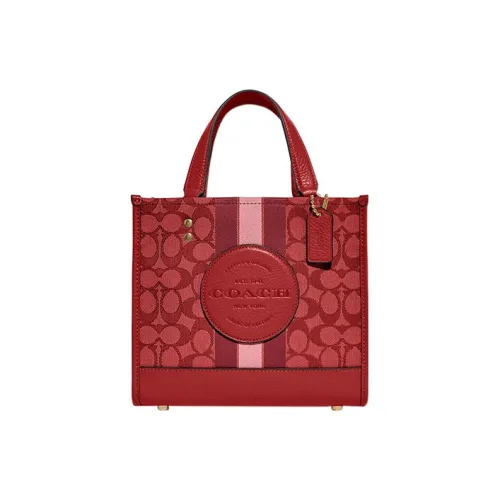 COACH Dempsey Ткань с коровьей кожей Тоут Сумка Сумка для покупок Сумка Сумка через плечо Маленькая Женская Красная
