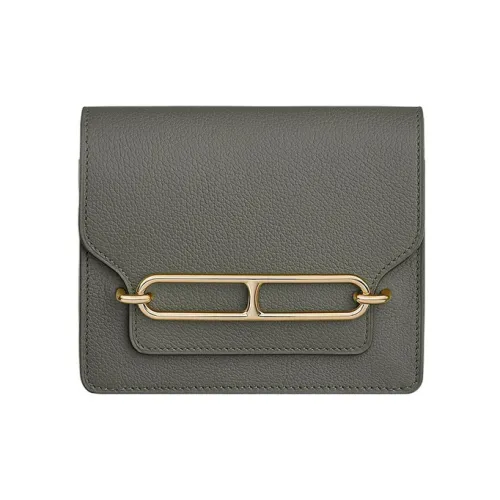 HERMES Roulis Evercolor Телячья кожа Свиной нос Сумка через плечо Монета Кошелек Кошелек Женские 0L Grismeyer Дождевой облачный серый цвет