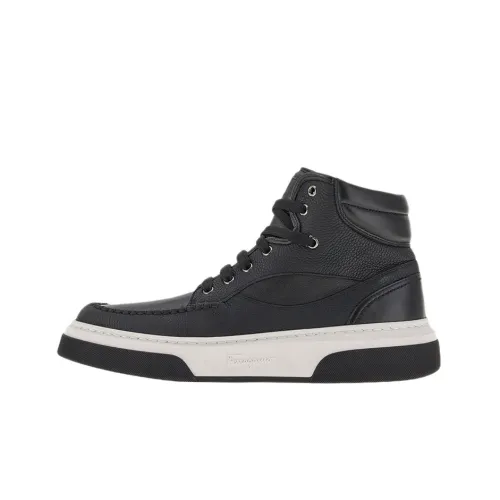 Ferragamo Высокие Топы Стильные Скейтбординг Мужские Черные