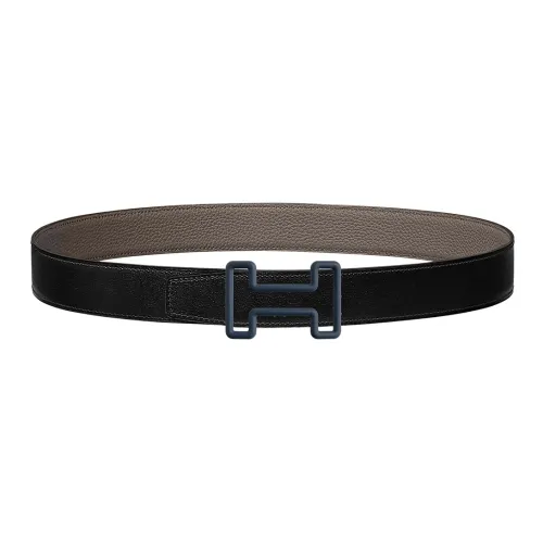 HERMES Tonight Color Коровья кожа Ремни Мужской Черный 32mm