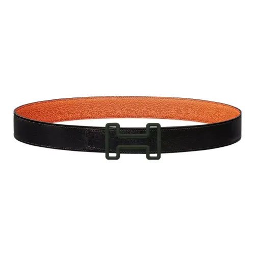 HERMES Tonight Color Телячья кожа Кожаные ремни Мужской Черный Ширина 3,2 см