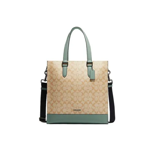 COACH Graham Коровья кожа Тоут Сумка Сумка для покупок Сумка Сумка через плечо Сумка через плечо Большая унисекс Хаки и Зеленый