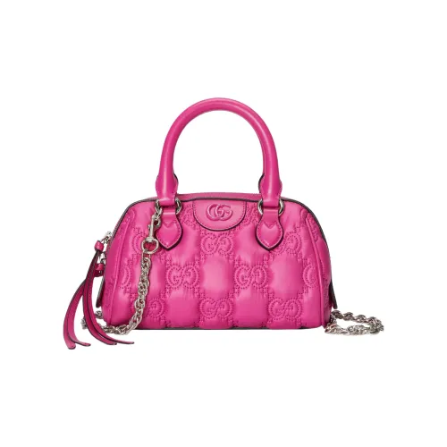 GUCCI GG Matelassé Кожа Bowling Сумка Портативная Сумка через плечо Мини Женский Розовый