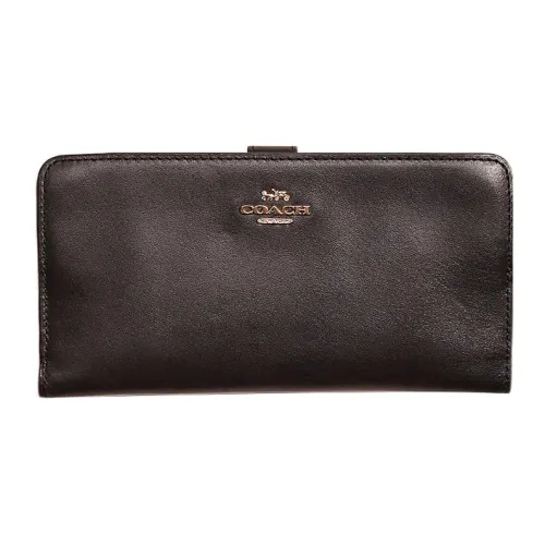 COACH Skinny Wallet Коровья кожа Держатель для карт кошелек Женские Черный
