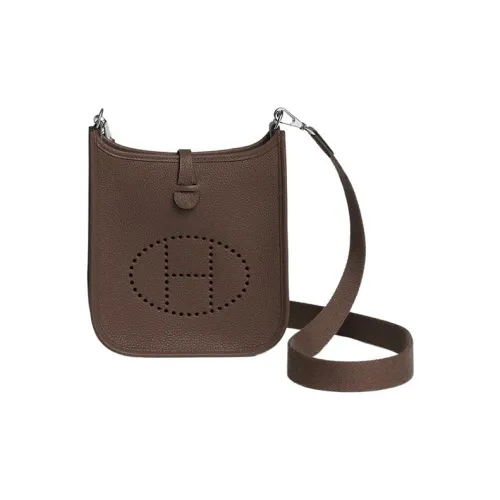 HERMES Evelyne Taurillon Maurice Коровья кожа с цветным холстом плечевой ремень сумка через плечо сумка на плечо женская