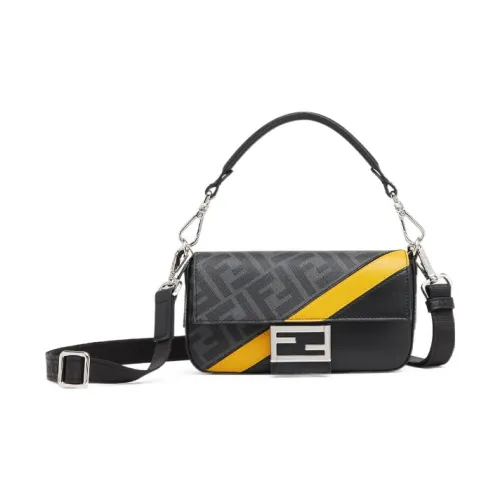 FENDI Baguette Коровья кожа Сумка через плечо Сумка через плечо Чехол для телефона Мини Мужской Черный
