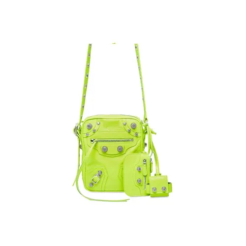 Balenciaga Le Cagole Овчина Пэчворк из кожи Сумка через плечо Сумка на плечо Мужская Флуоресцентная Желтая