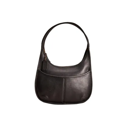 COACH Ergo Перчаточная дубленая кожа Сумка-полумесяц Сумка на плечо Сумка через плечо Большая Женская Черная