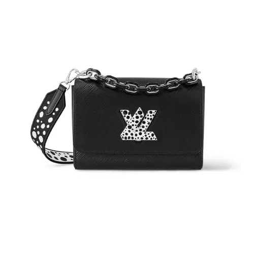 LOUIS VUITTON Yayoi Kusama Коллаборация Twist Коровья кожа Крупнозернистая текстура Сумка через плечо Средний размер Женская Черная